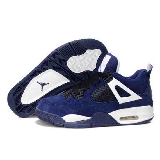 Air Jordan 4 Shoes 2013 Womens Anti Fur Navy Blue White